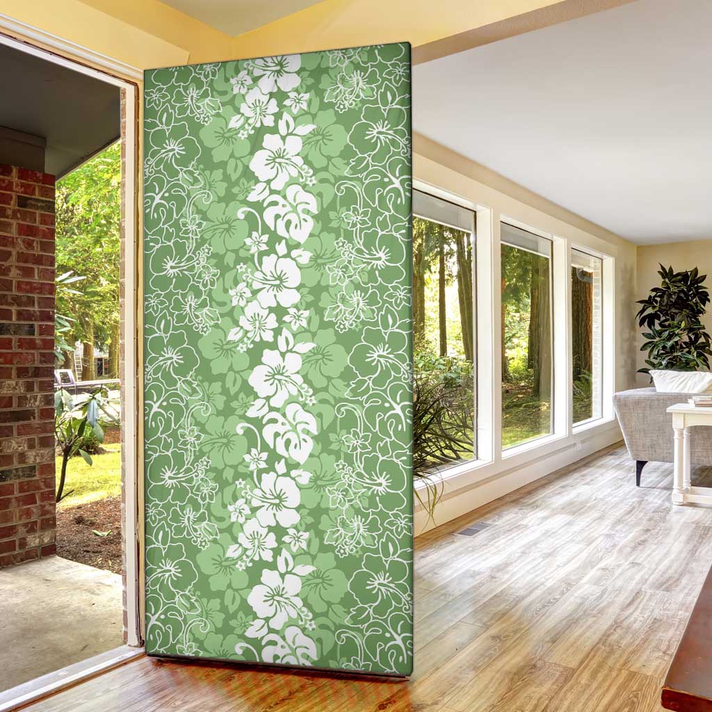 Hawaiian Lei Day Door Cover Green Hibiscus Flowers Lei Art LT9 - Polynesian Pride