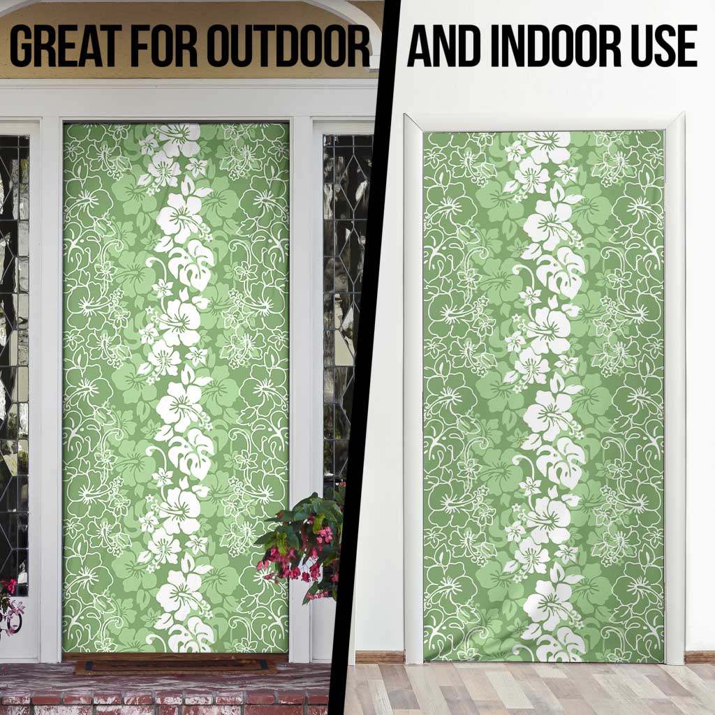 Hawaiian Lei Day Door Cover Green Hibiscus Flowers Lei Art LT9 - Polynesian Pride