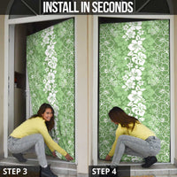 Hawaiian Lei Day Door Cover Green Hibiscus Flowers Lei Art LT9 - Polynesian Pride