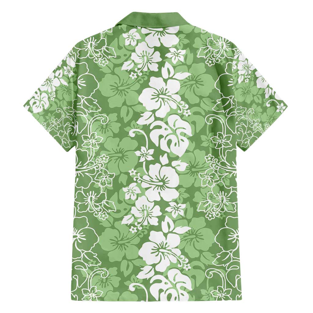 Hawaiian Lei Day Family Matching Long Sleeve Bodycon Dress and Hawaiian Shirt Green Hibiscus Flowers Lei Art LT9 - Polynesian Pride