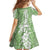 Hawaiian Lei Day Family Matching Short Sleeve Bodycon Dress and Hawaiian Shirt Green Hibiscus Flowers Lei Art