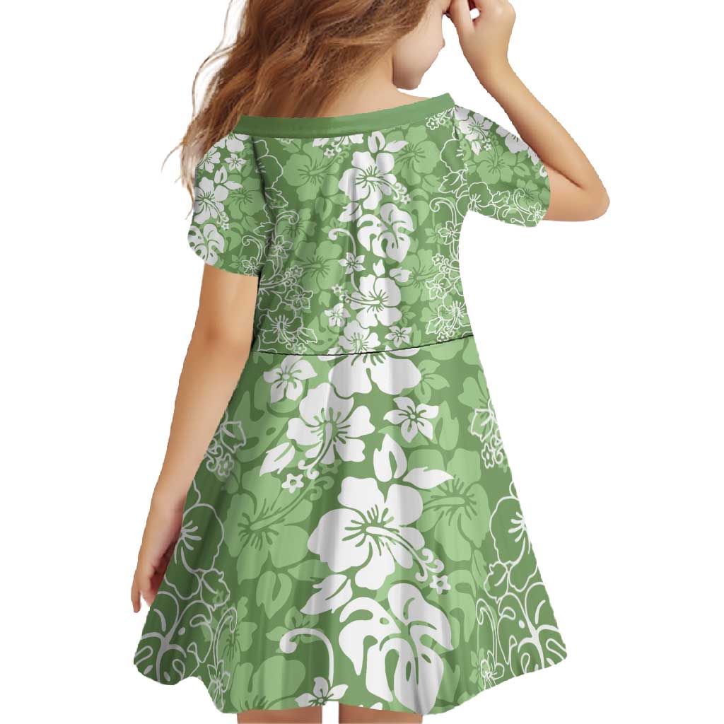 Hawaiian Lei Day Family Matching Summer Maxi Dress and Hawaiian Shirt Green Hibiscus Flowers Lei Art LT9 - Polynesian Pride