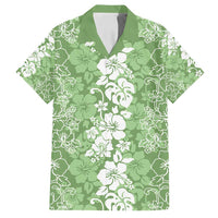 Hawaiian Lei Day Family Matching Summer Maxi Dress and Hawaiian Shirt Green Hibiscus Flowers Lei Art LT9 Dad's Shirt - Short Sleeve Green - Polynesian Pride