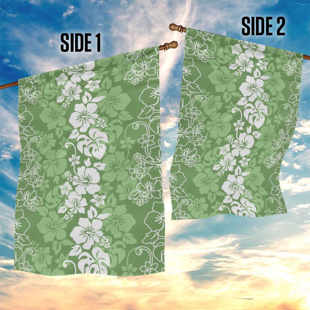 Hawaiian Lei Day Garden Flag Green Hibiscus Flowers Lei Art