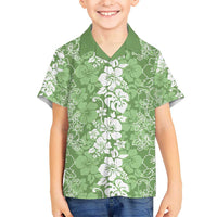 Hawaiian Lei Day Hawaiian Shirt Green Hibiscus Flowers Lei Art