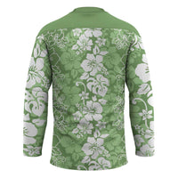 Hawaiian Lei Day Hockey Jersey Green Hibiscus Flowers Lei Art - Polynesian Pride