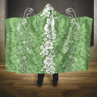 Hawaiian Lei Day Hooded Blanket Green Hibiscus Flowers Lei Art LT9 - Polynesian Pride