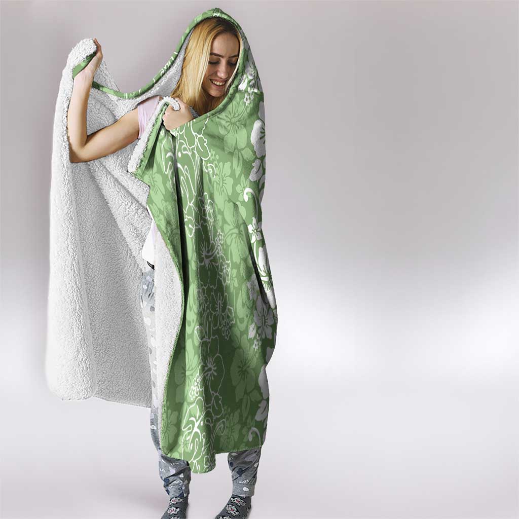 Hawaiian Lei Day Hooded Blanket Green Hibiscus Flowers Lei Art LT9 - Polynesian Pride