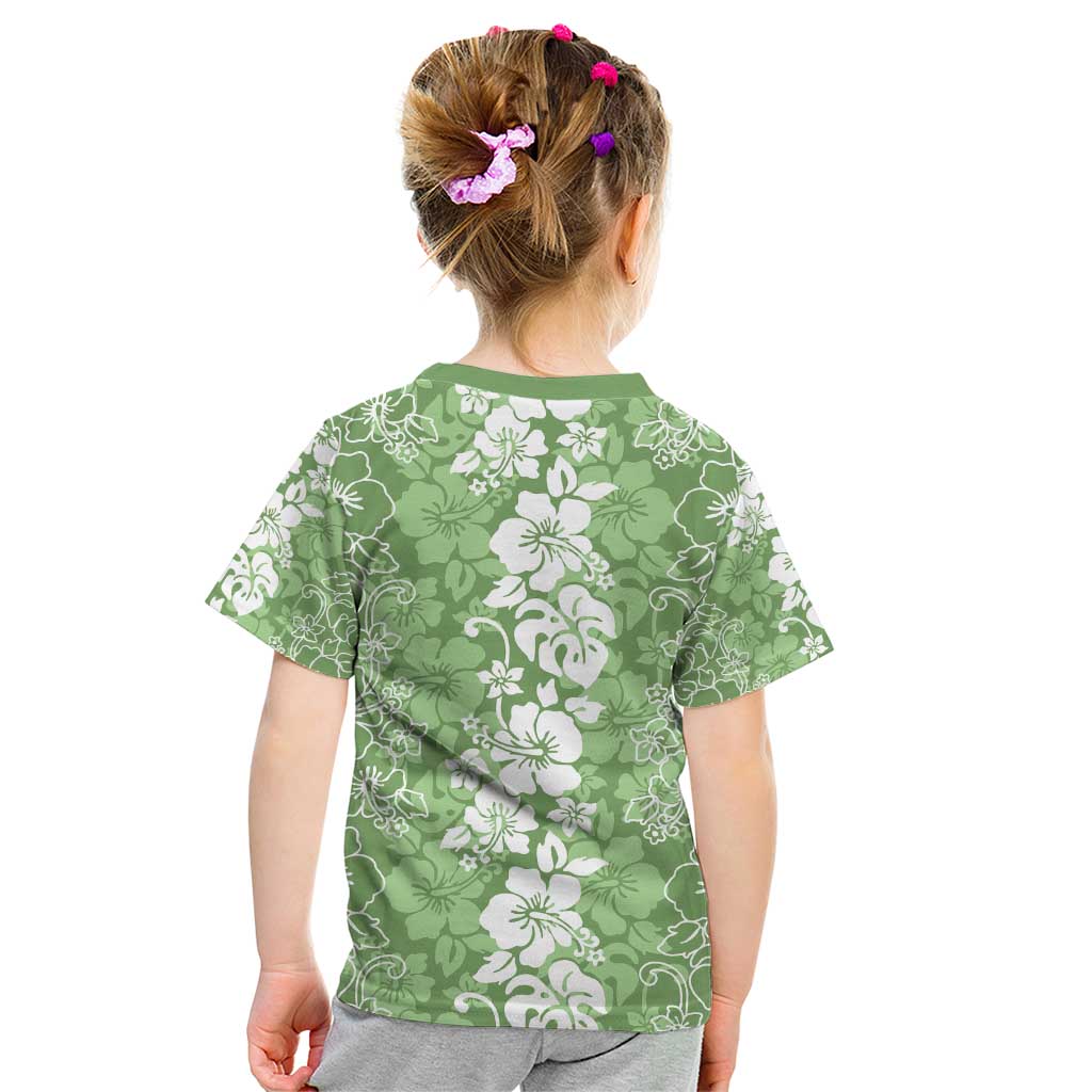 Hawaiian Lei Day Kid T Shirt Green Hibiscus Flowers Lei Art