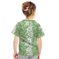 Hawaiian Lei Day Kid T Shirt Green Hibiscus Flowers Lei Art