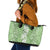 Hawaiian Lei Day Leather Tote Bag Green Hibiscus Flowers Lei Art