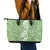 Hawaiian Lei Day Leather Tote Bag Green Hibiscus Flowers Lei Art