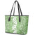 Hawaiian Lei Day Leather Tote Bag Green Hibiscus Flowers Lei Art