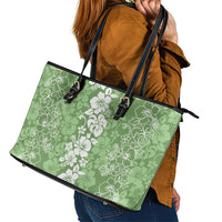 Hawaiian Lei Day Leather Tote Bag Green Hibiscus Flowers Lei Art LT9 - Polynesian Pride