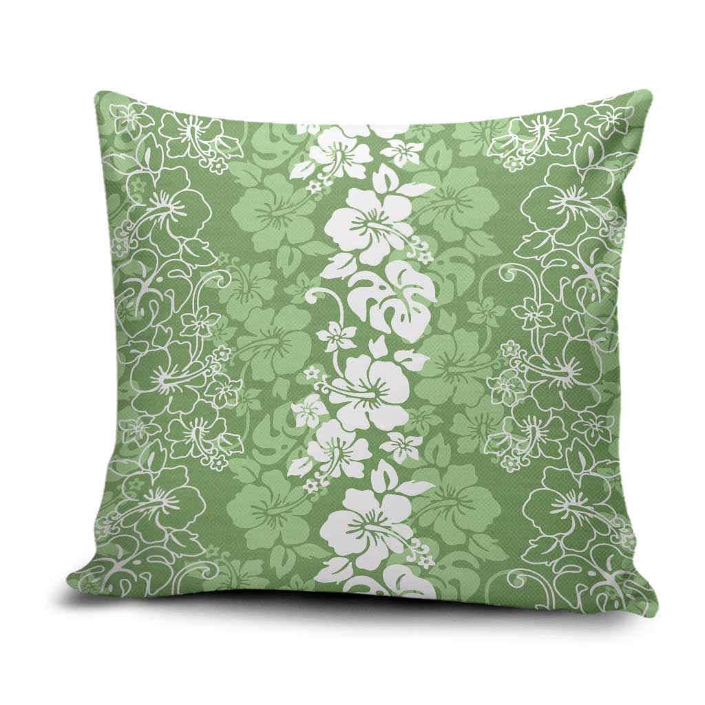 Hawaiian Lei Day Pillow Cover Green Hibiscus Flowers Lei Art LT9 Green - Polynesian Pride