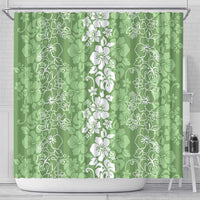 Hawaiian Lei Day Shower Curtain Green Hibiscus Flowers Lei Art LT9 - Polynesian Pride