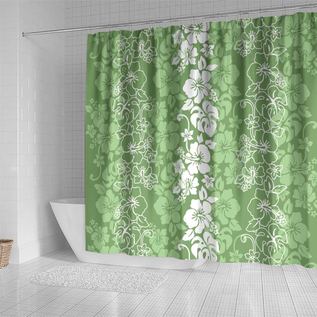 Hawaiian Lei Day Shower Curtain Green Hibiscus Flowers Lei Art LT9 - Polynesian Pride