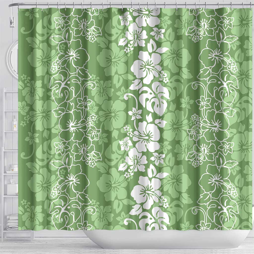 Hawaiian Lei Day Shower Curtain Green Hibiscus Flowers Lei Art LT9 - Polynesian Pride