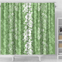 Hawaiian Lei Day Shower Curtain Green Hibiscus Flowers Lei Art LT9 - Polynesian Pride