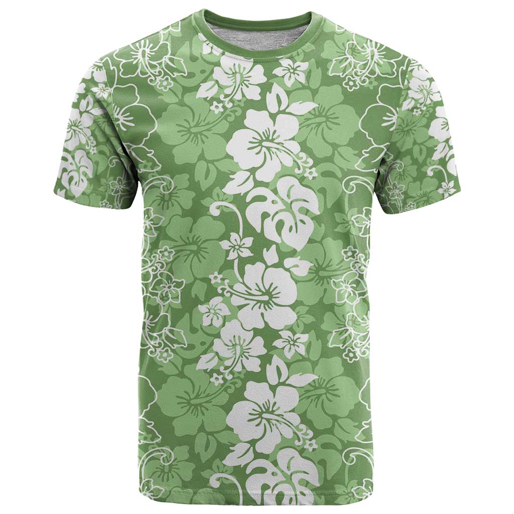 Hawaiian Lei Day T Shirt Green Hibiscus Flowers Lei Art