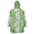 Hawaiian Lei Day Wearable Blanket Hoodie Green Hibiscus Flowers Lei Art