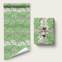 Hawaiian Lei Day Wrapping Paper Green Hibiscus Flowers Lei Art LT9 58" × 23" Green - Polynesian Pride
