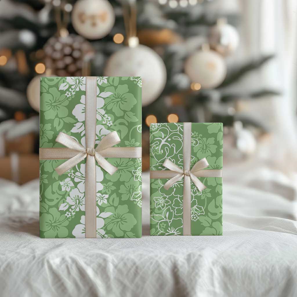 Hawaiian Lei Day Wrapping Paper Green Hibiscus Flowers Lei Art LT9 - Polynesian Pride