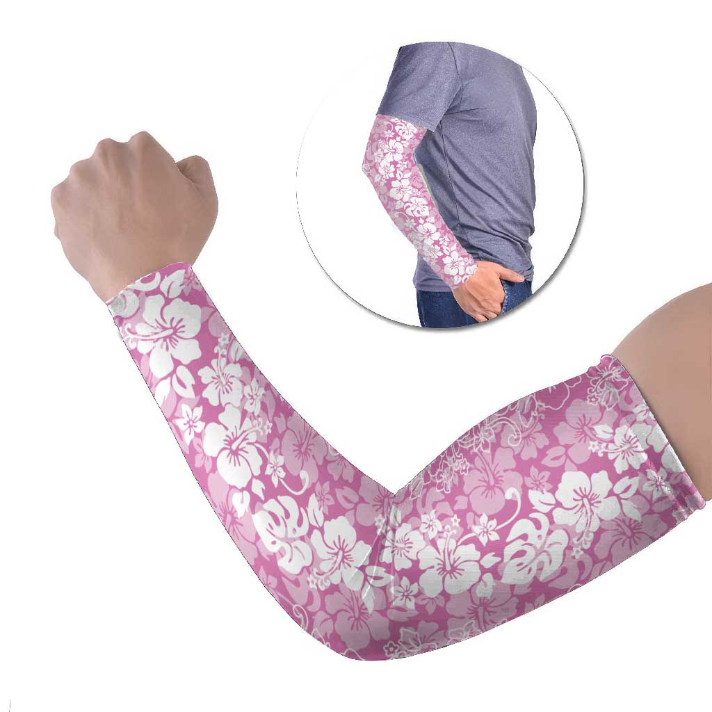 Hawaiian Lei Day Arm Sleeves Pink Hibiscus Flowers Lei Art - Polynesian Pride