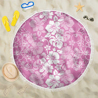 Hawaiian Lei Day Beach Blanket Pink Hibiscus Flowers Lei Art