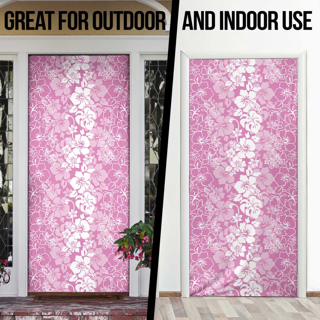Hawaiian Lei Day Door Cover Pink Hibiscus Flowers Lei Art - Polynesian Pride