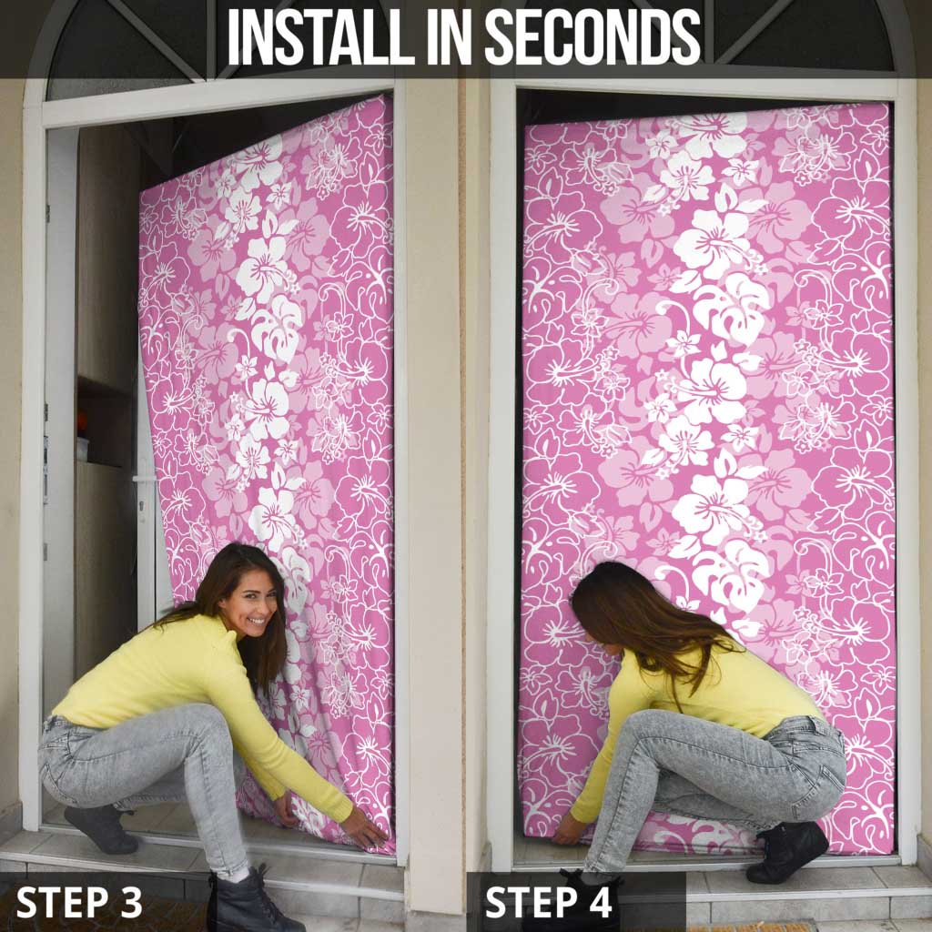 Hawaiian Lei Day Door Cover Pink Hibiscus Flowers Lei Art - Polynesian Pride
