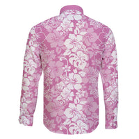 Hawaiian Lei Day Family Matching Long Sleeve Bodycon Dress and Hawaiian Shirt Pink Hibiscus Flowers Lei Art LT9 - Polynesian Pride