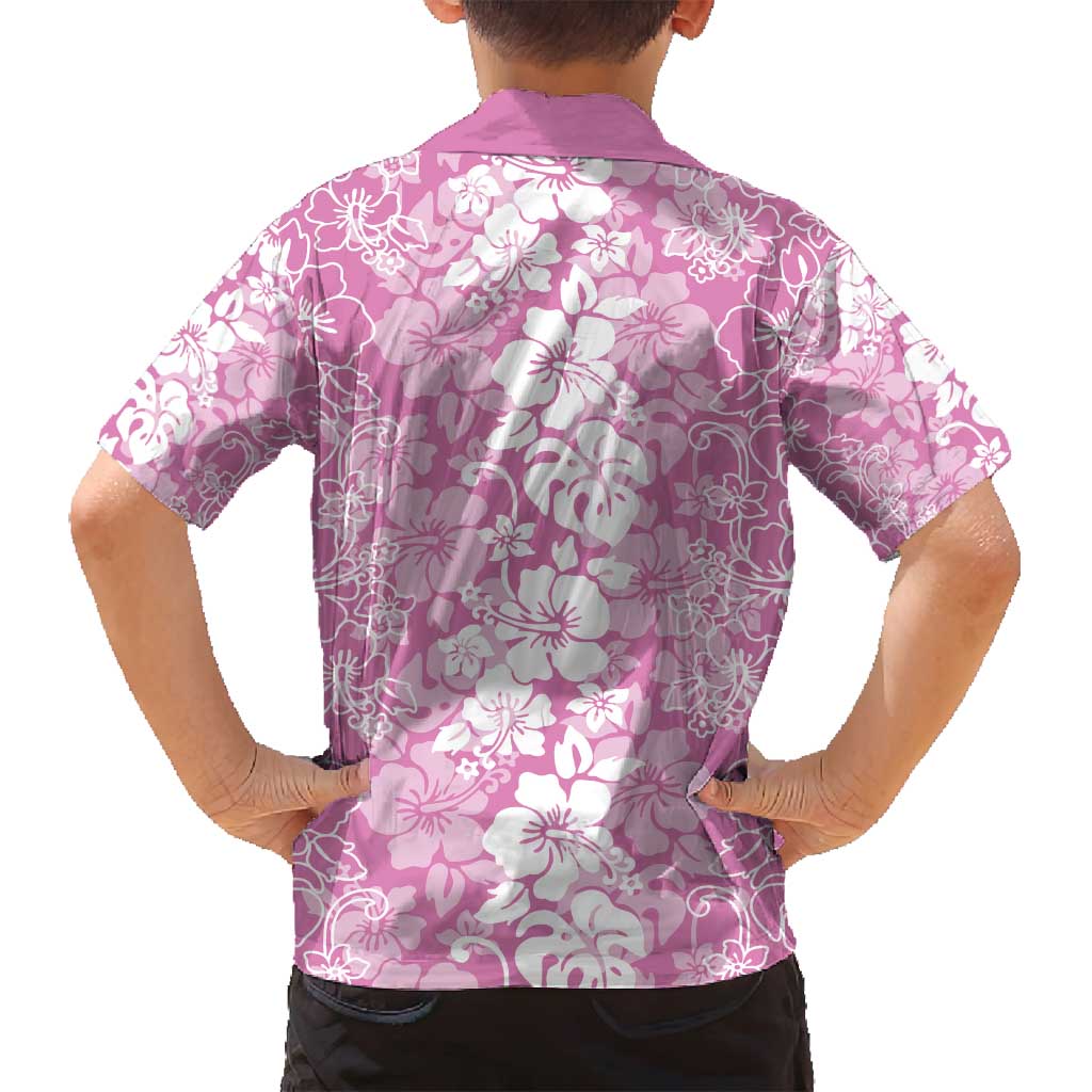 Hawaiian Lei Day Family Matching Off Shoulder Maxi Dress and Hawaiian Shirt Pink Hibiscus Flowers Lei Art LT9 - Polynesian Pride