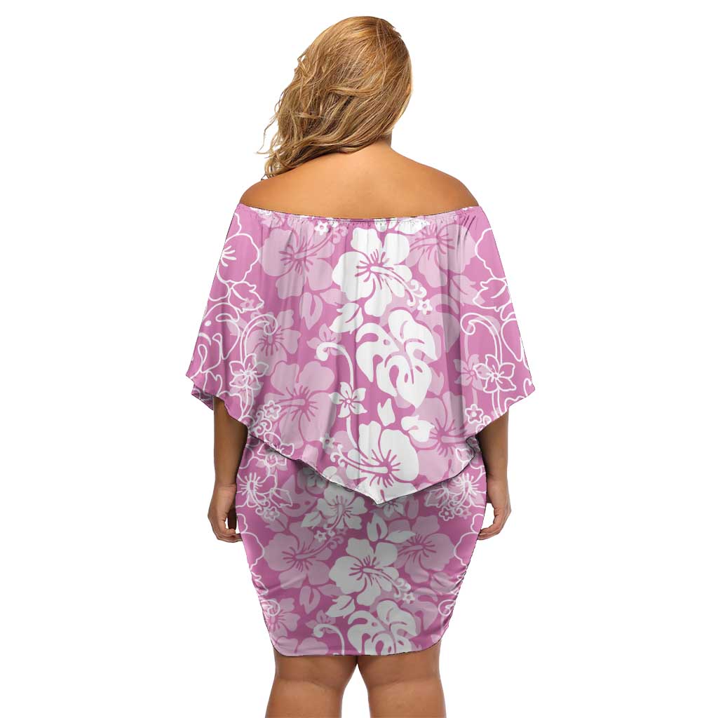 Hawaiian Lei Day Family Matching Off Shoulder Short Dress and Hawaiian Shirt Pink Hibiscus Flowers Lei Art LT9 - Polynesian Pride