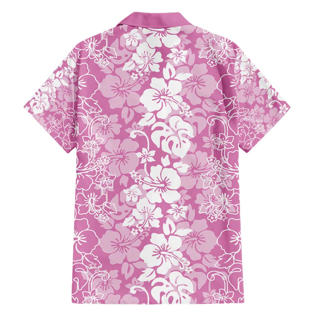 Hawaiian Lei Day Family Matching Short Sleeve Bodycon Dress and Hawaiian Shirt Pink Hibiscus Flowers Lei Art LT9 - Polynesian Pride