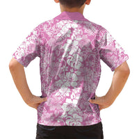 Hawaiian Lei Day Family Matching Tank Maxi Dress and Hawaiian Shirt Pink Hibiscus Flowers Lei Art LT9 - Polynesian Pride
