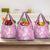 Hawaiian Lei Day Grocery Bag Pink Hibiscus Flowers Lei Art