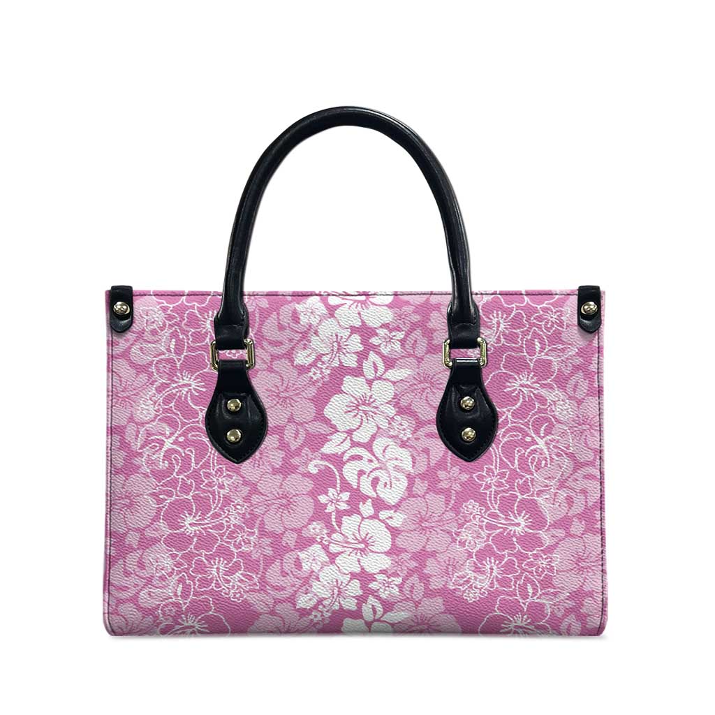 Hawaiian Lei Day Leather Bag Pink Hibiscus Flowers Lei Art - Polynesian Pride