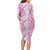 Hawaiian Lei Day Long Sleeve Bodycon Dress Pink Hibiscus Flowers Lei Art