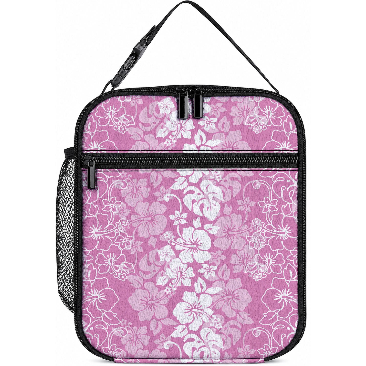 Hawaiian Lei Day Lunch Bag Pink Hibiscus Flowers Lei Art LT9 10.2 × 8.3 × 4.3 inch Pink - Polynesian Pride