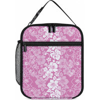 Hawaiian Lei Day Lunch Bag Pink Hibiscus Flowers Lei Art LT9 10.2 × 8.3 × 4.3 inch Pink - Polynesian Pride