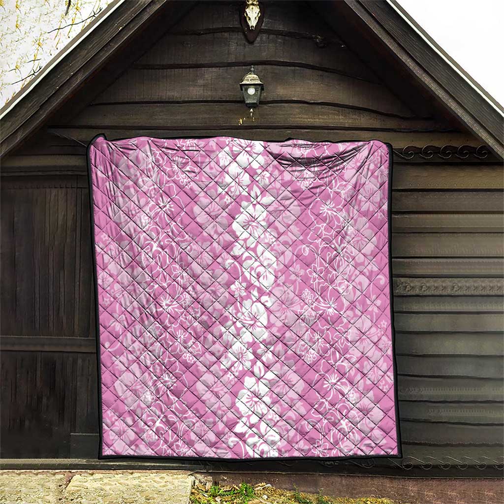 Hawaiian Lei Day Quilt Pink Hibiscus Flowers Lei Art