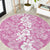 Hawaiian Lei Day Round Carpet Pink Hibiscus Flowers Lei Art
