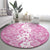 Hawaiian Lei Day Round Carpet Pink Hibiscus Flowers Lei Art