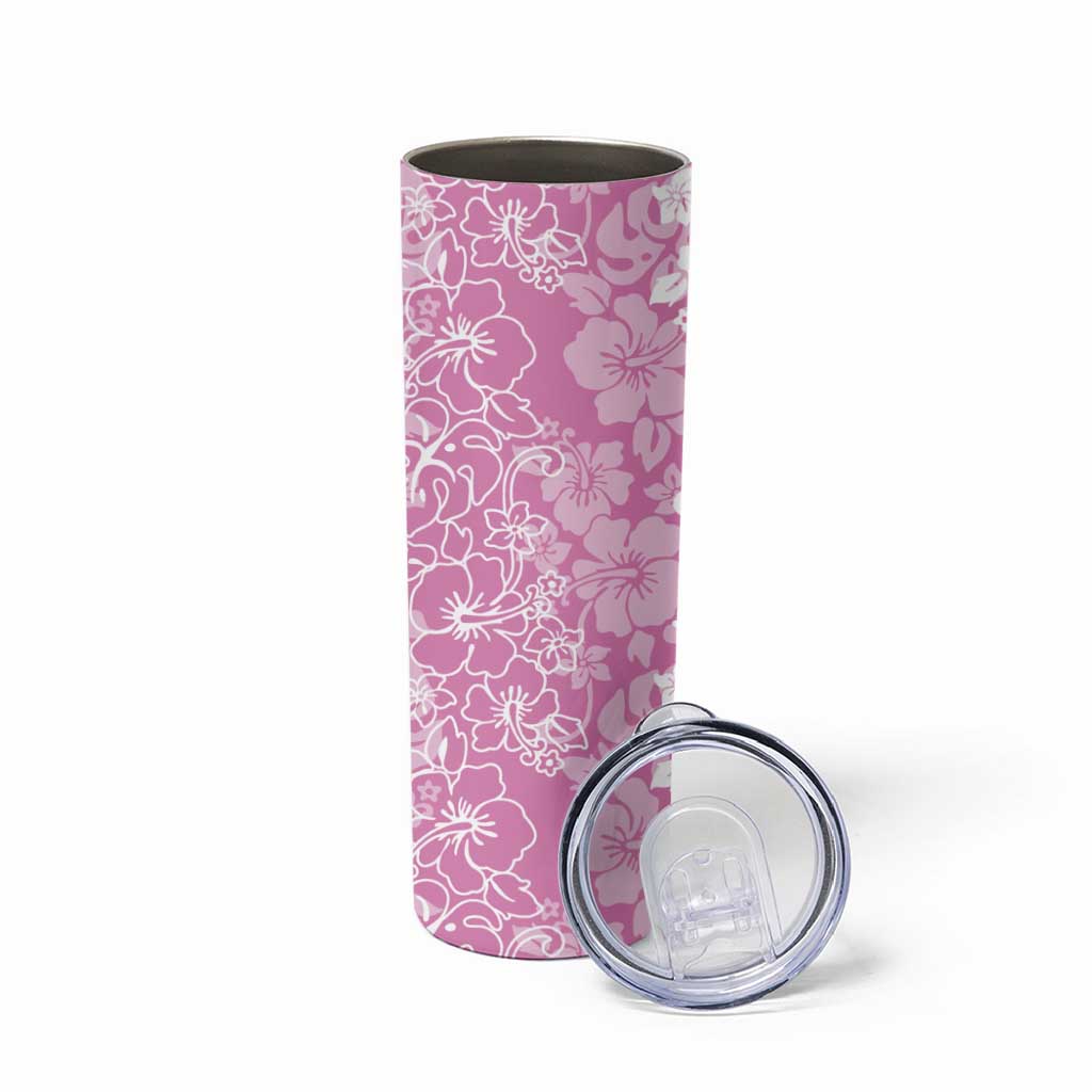 Hawaiian Lei Day Skinny Tumbler Pink Hibiscus Flowers Lei Art
