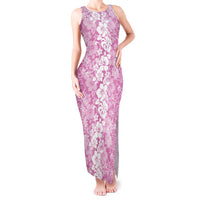 Hawaiian Lei Day Tank Maxi Dress Pink Hibiscus Flowers Lei Art