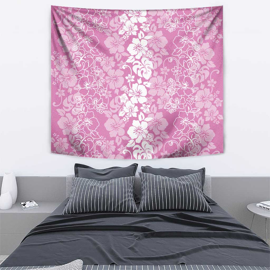 Hawaiian Lei Day Tapestry Pink Hibiscus Flowers Lei Art