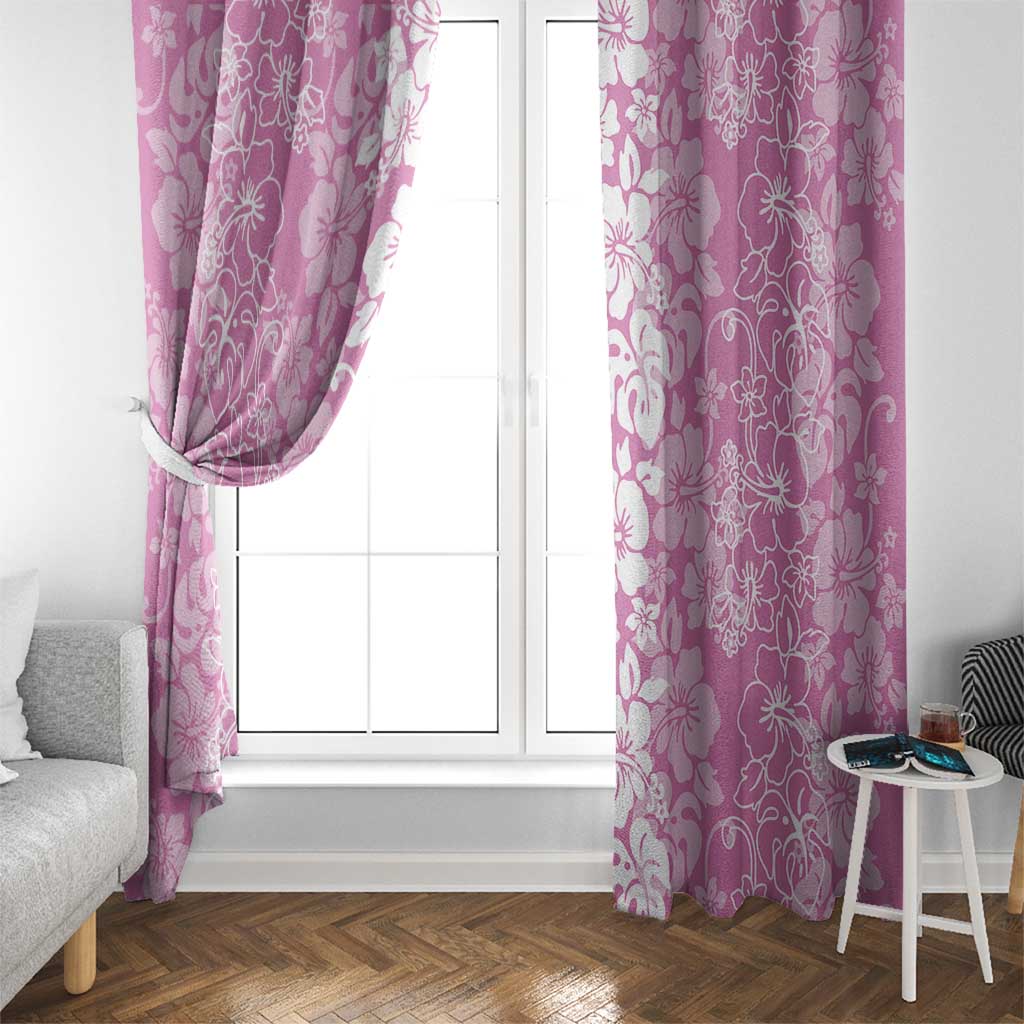 Hawaiian Lei Day Window Curtain Pink Hibiscus Flowers Lei Art