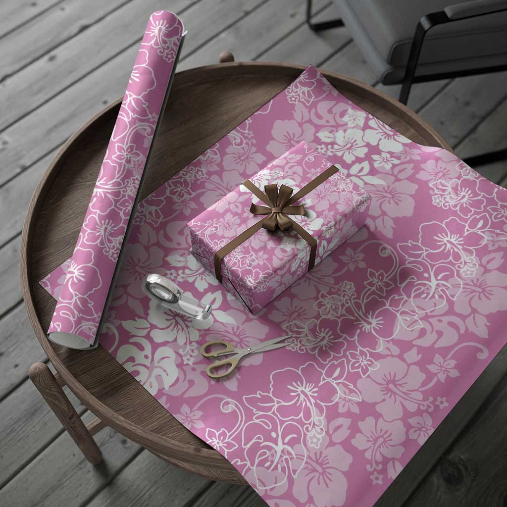 Hawaiian Lei Day Wrapping Paper Pink Hibiscus Flowers Lei Art - Polynesian Pride