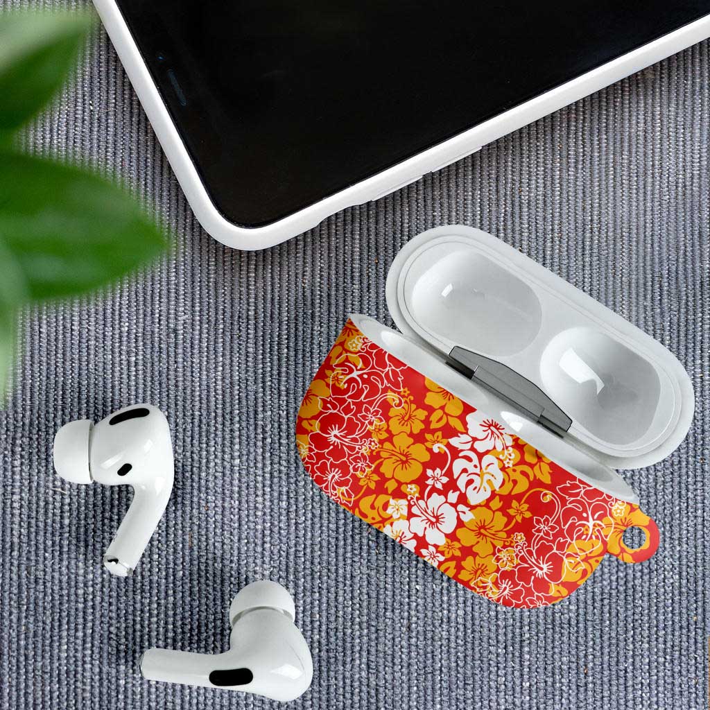 Hawaiian Lei Day AirPods Case Red Hibiscus Flowers Lei Art - Polynesian Pride